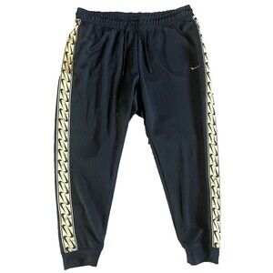 Nike Women’s Size 1X Logo Tape Joggers Black w/ Gold Swoosh & Logo Tape